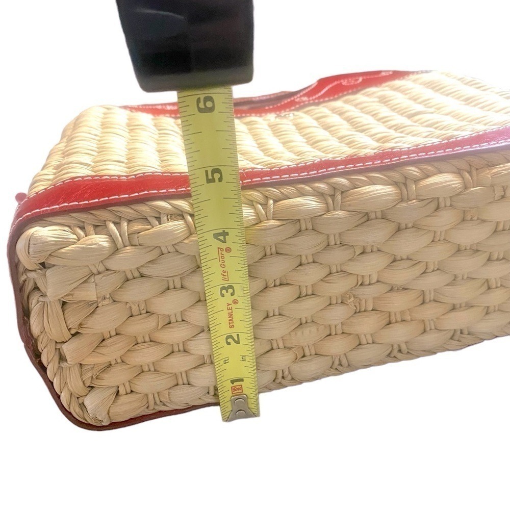 Brighton Straw & Red Leather Top Stitch Bucket Handbag Shoulder Strap Cr… - Picture 13 of 14